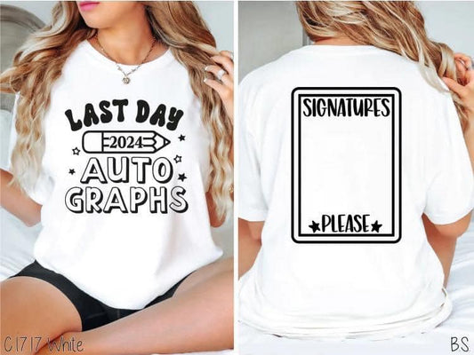 Last Day Autographs Front and Back Comfort Color Tee-Youth