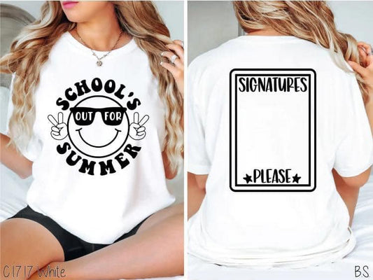 Schools Out for Summer Signature Tee Front and Back Comfort Color Tee-Youth