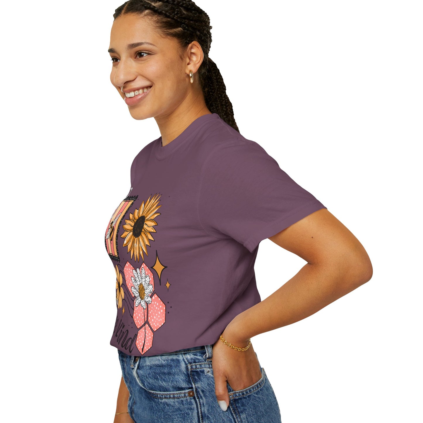 Bee Kind Floral T-Shirt — Sunflower & Honeycomb Graphic Tee