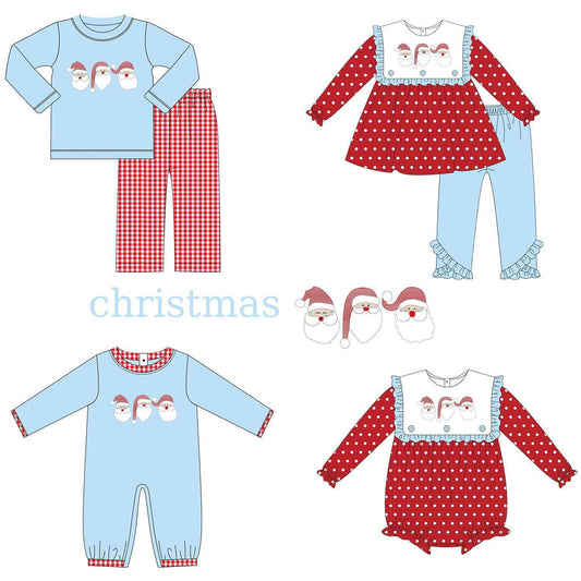 Blue and Red Santa Appliqué Collection-RTS