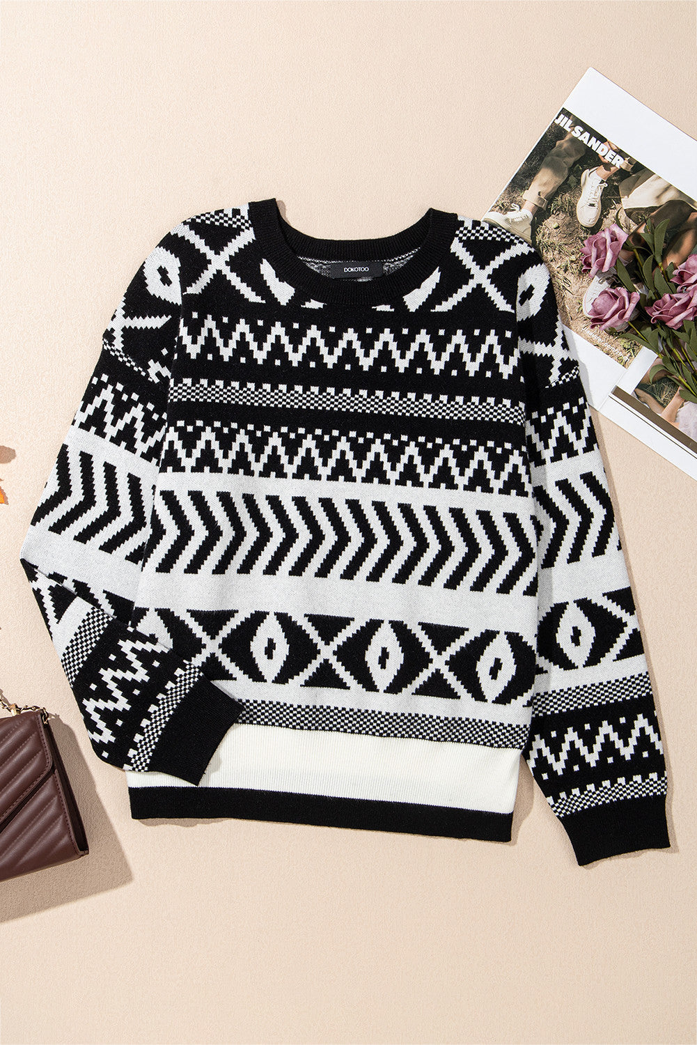 Abstract Print Pullover Sweater RTS
