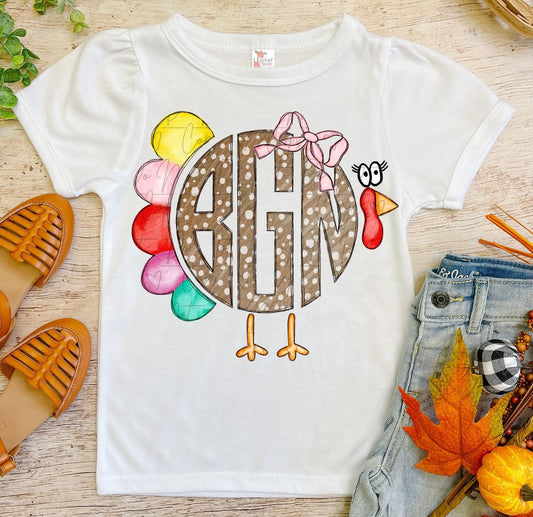 Monogram Turkey Personalized Kids Tee