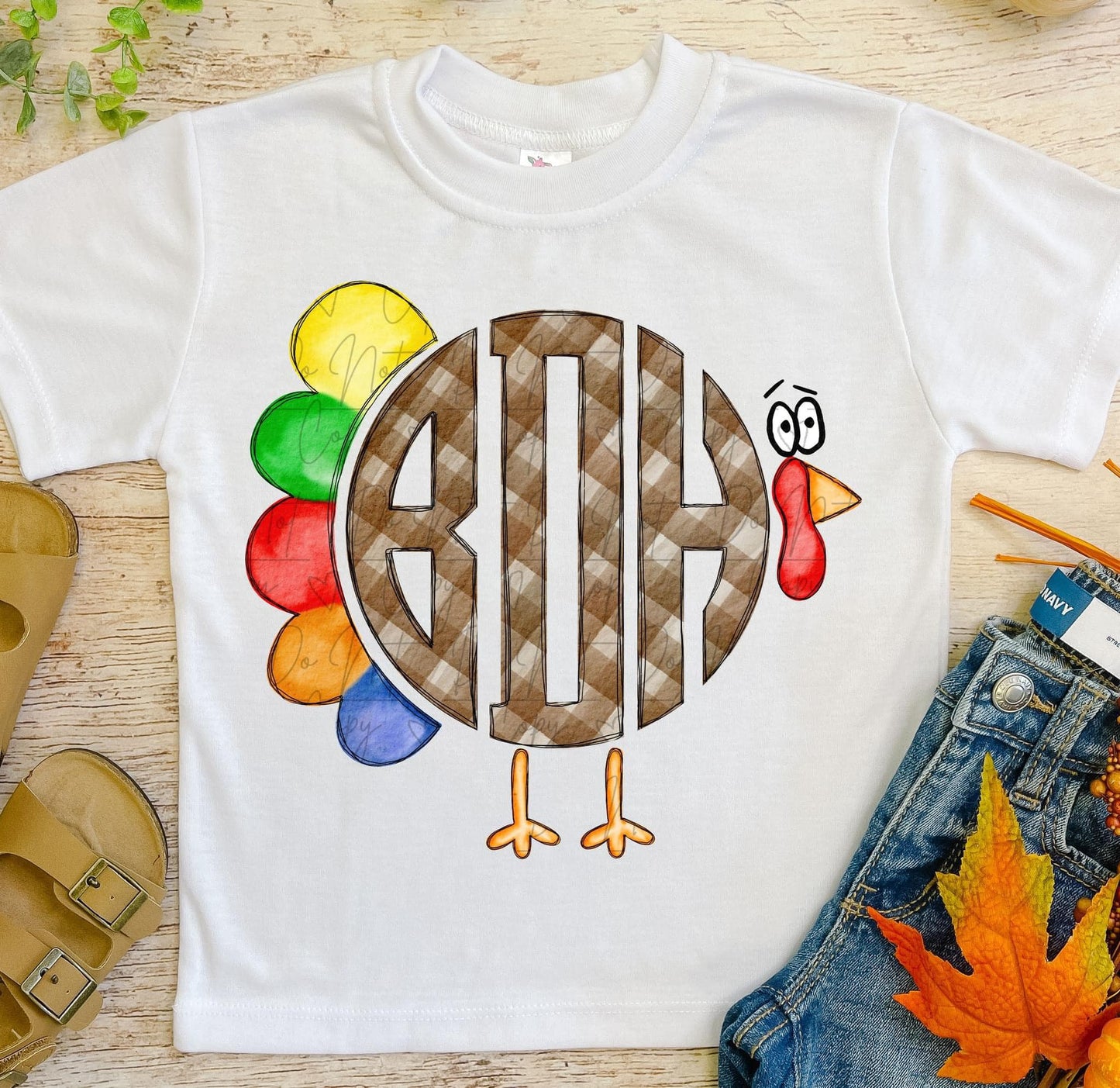 Monogram Turkey Personalized Kids Tee