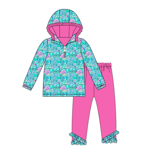 Girls Hooded Bow Pant Set-ETA MARCH