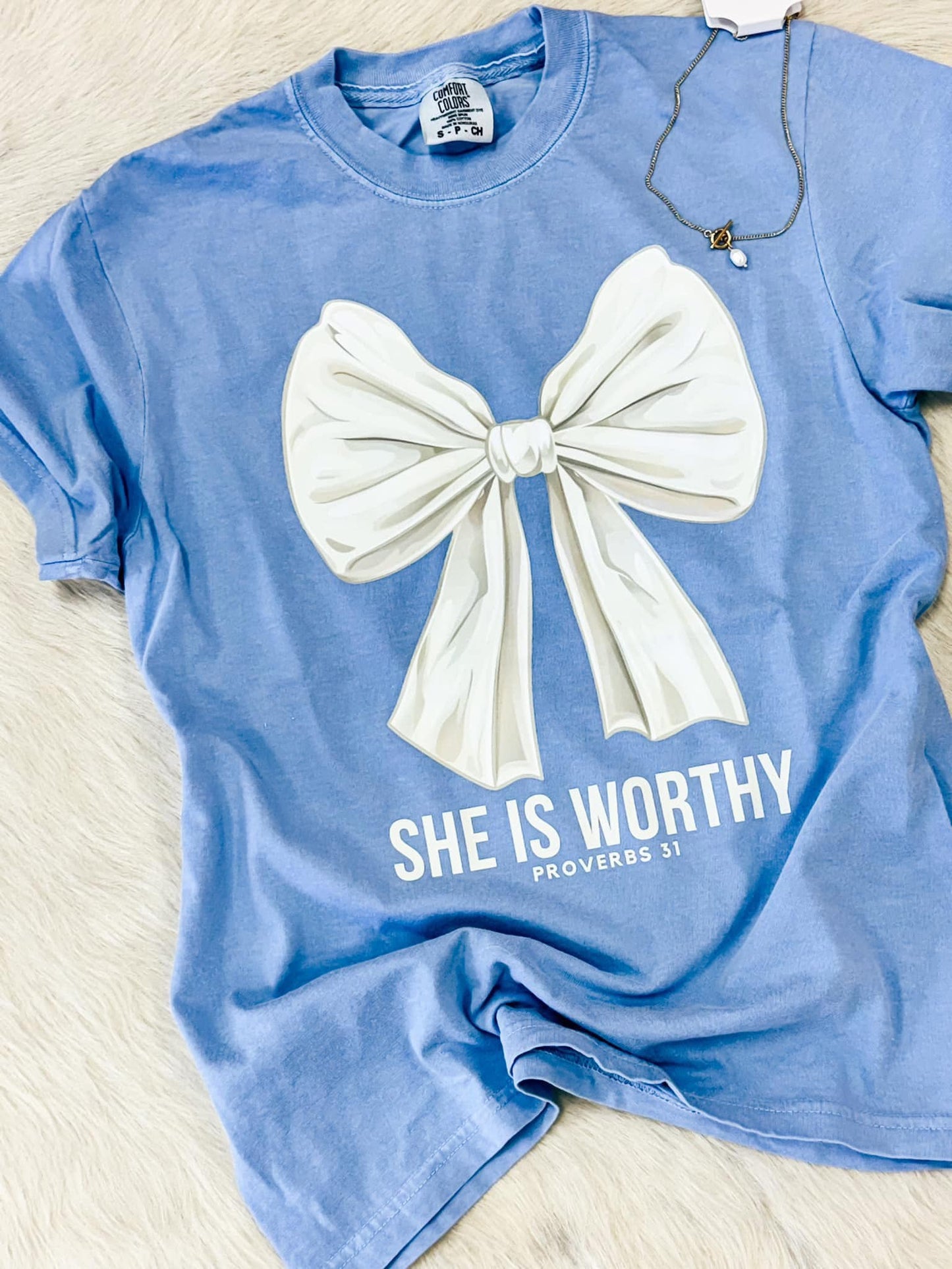 Blue She Is Worthy-Comfort Colors