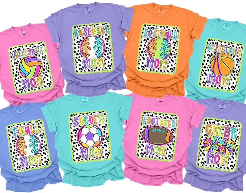 Bright Sports Mom Tees-Comfort Colors Front Design Only