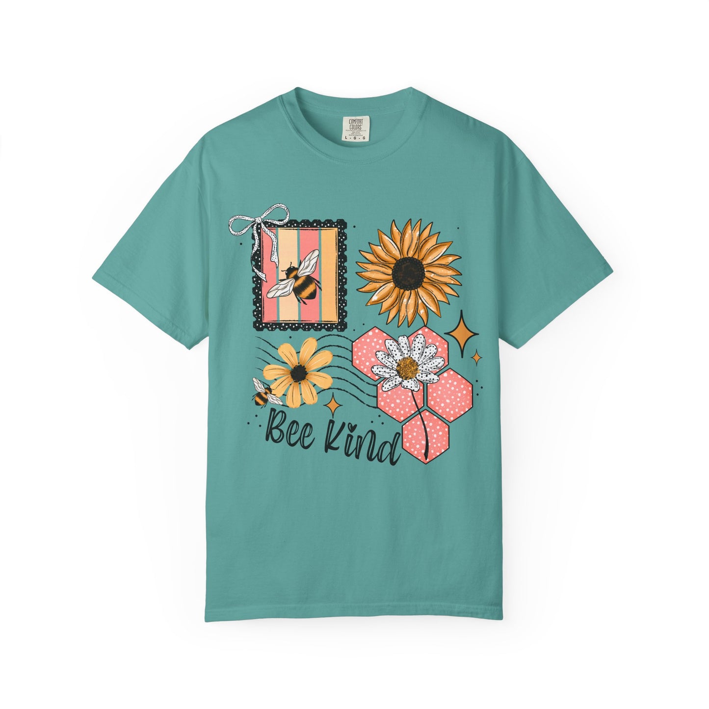 Bee Kind Floral T-Shirt — Sunflower & Honeycomb Graphic Tee