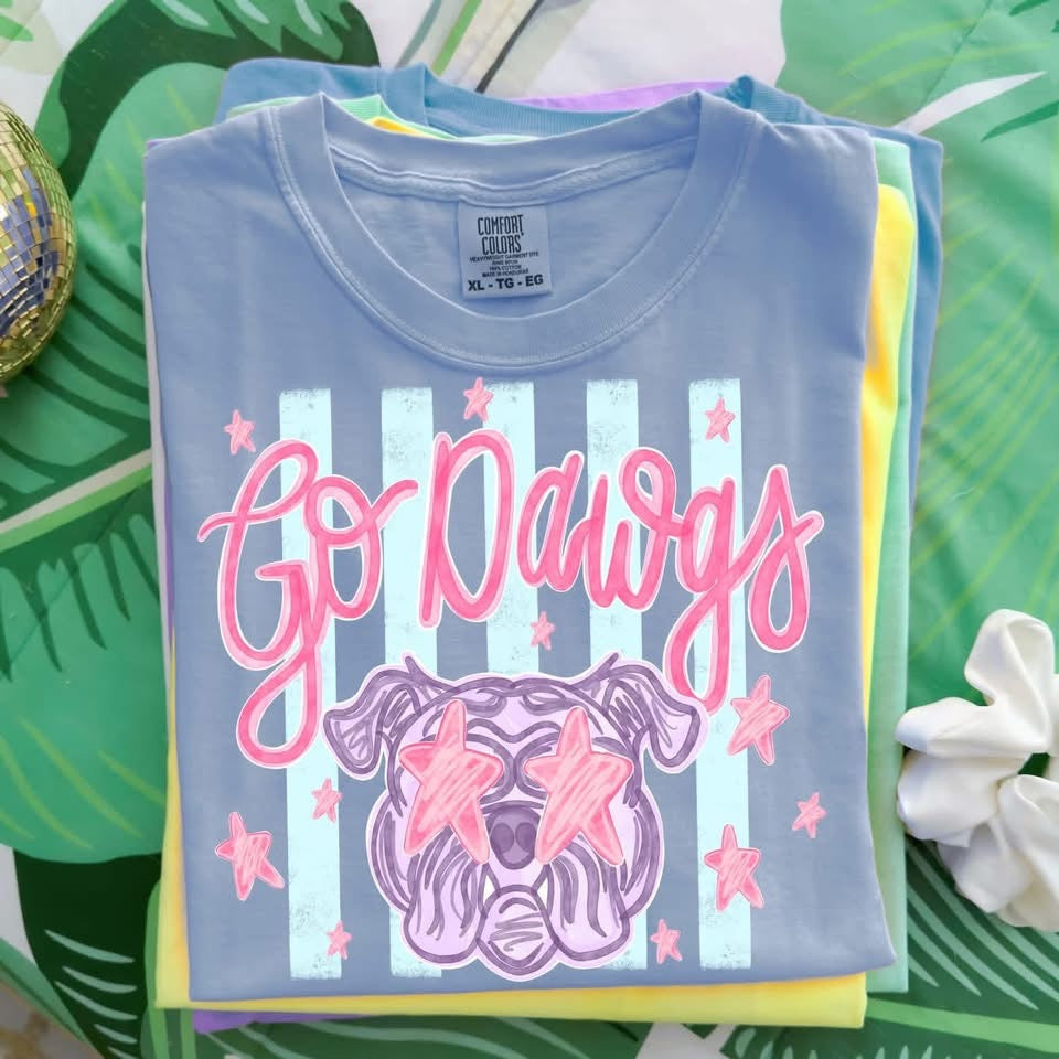 Preppy Striped Mascot Tee: Comfort Colors