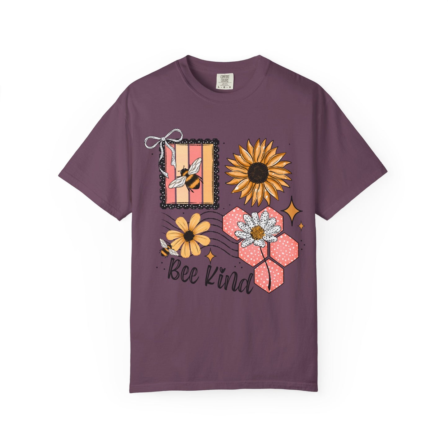 Bee Kind Floral T-Shirt — Sunflower & Honeycomb Graphic Tee