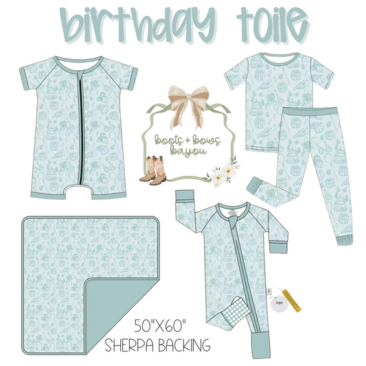 WS Birthday Toile Bamboo Shortie Romper