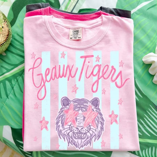 Youth Preppy Striped Mascot Tee: Comfort Colors