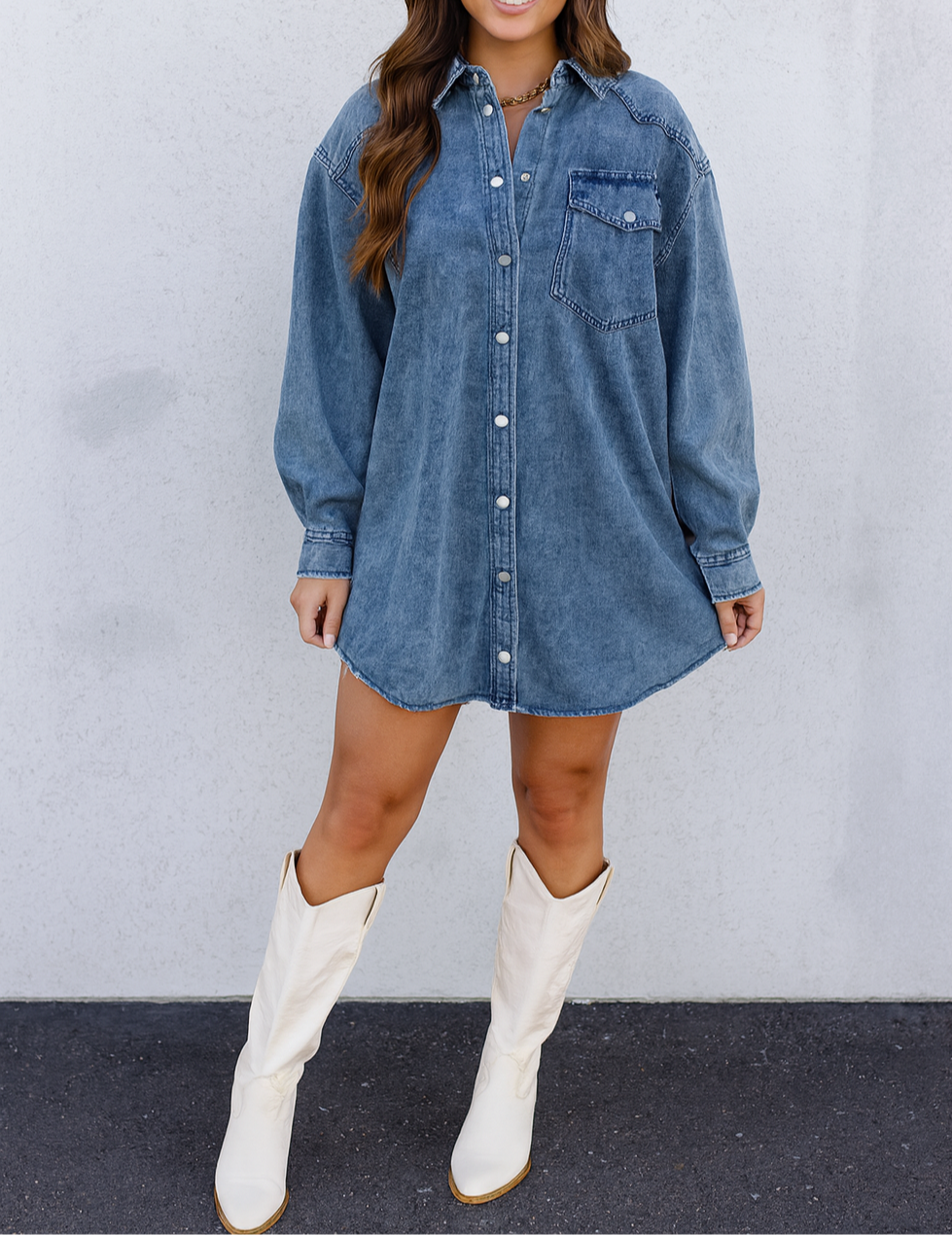 Big Pocket Loose Denim Dress RTS