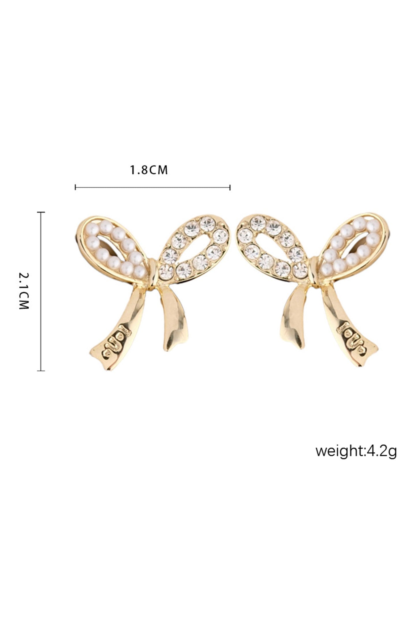 Rhinestone Pearl Bow Earrings FB