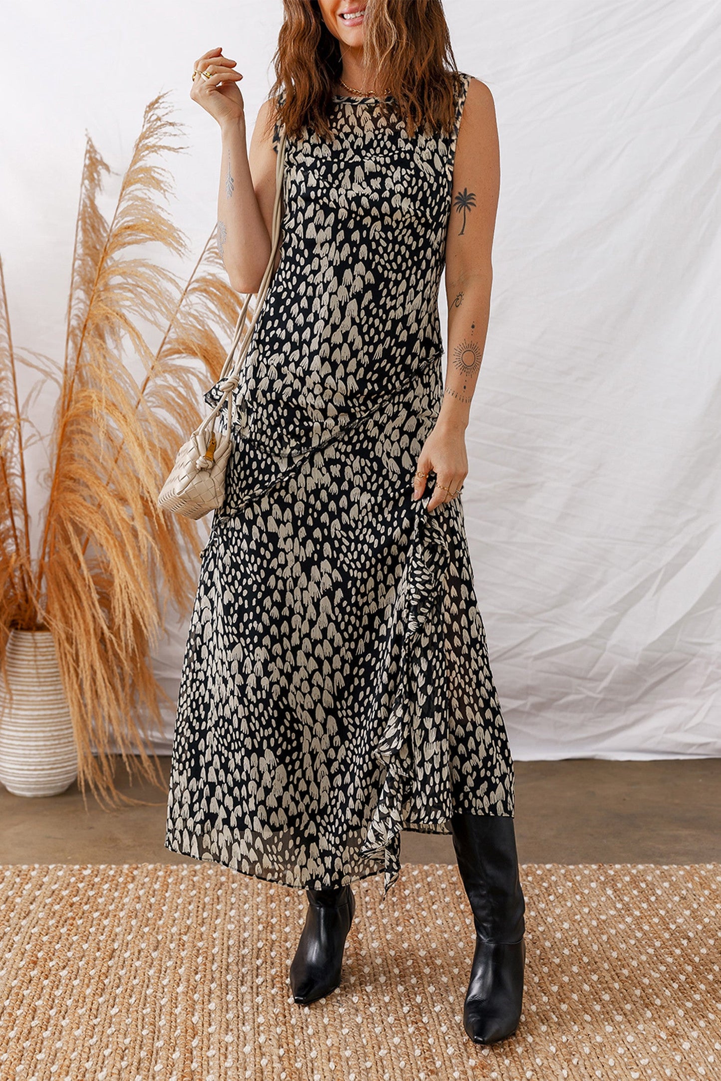 Black Printed Maxi Dress