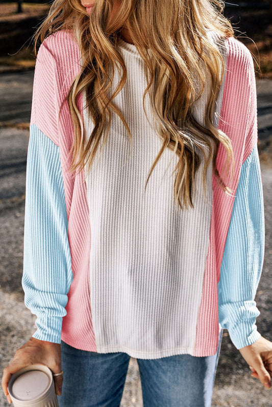 Blue Colorblock Corded top Preorder-November