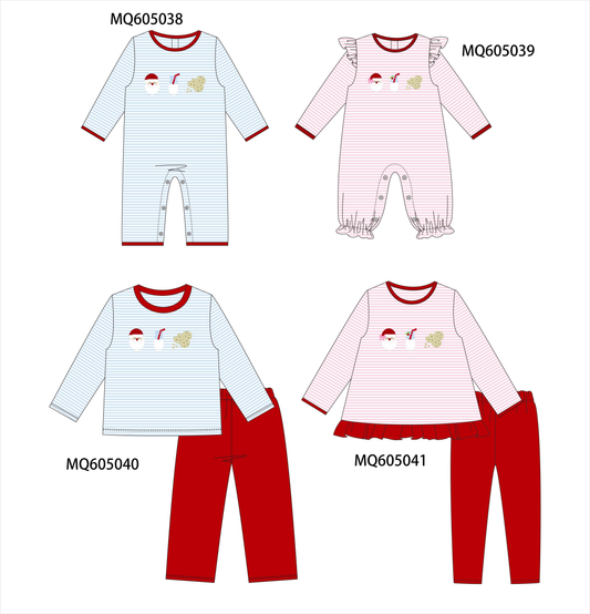 Blue&pink stripe Christmas Santa Claus milk cookie embroidery collection-ETA early December