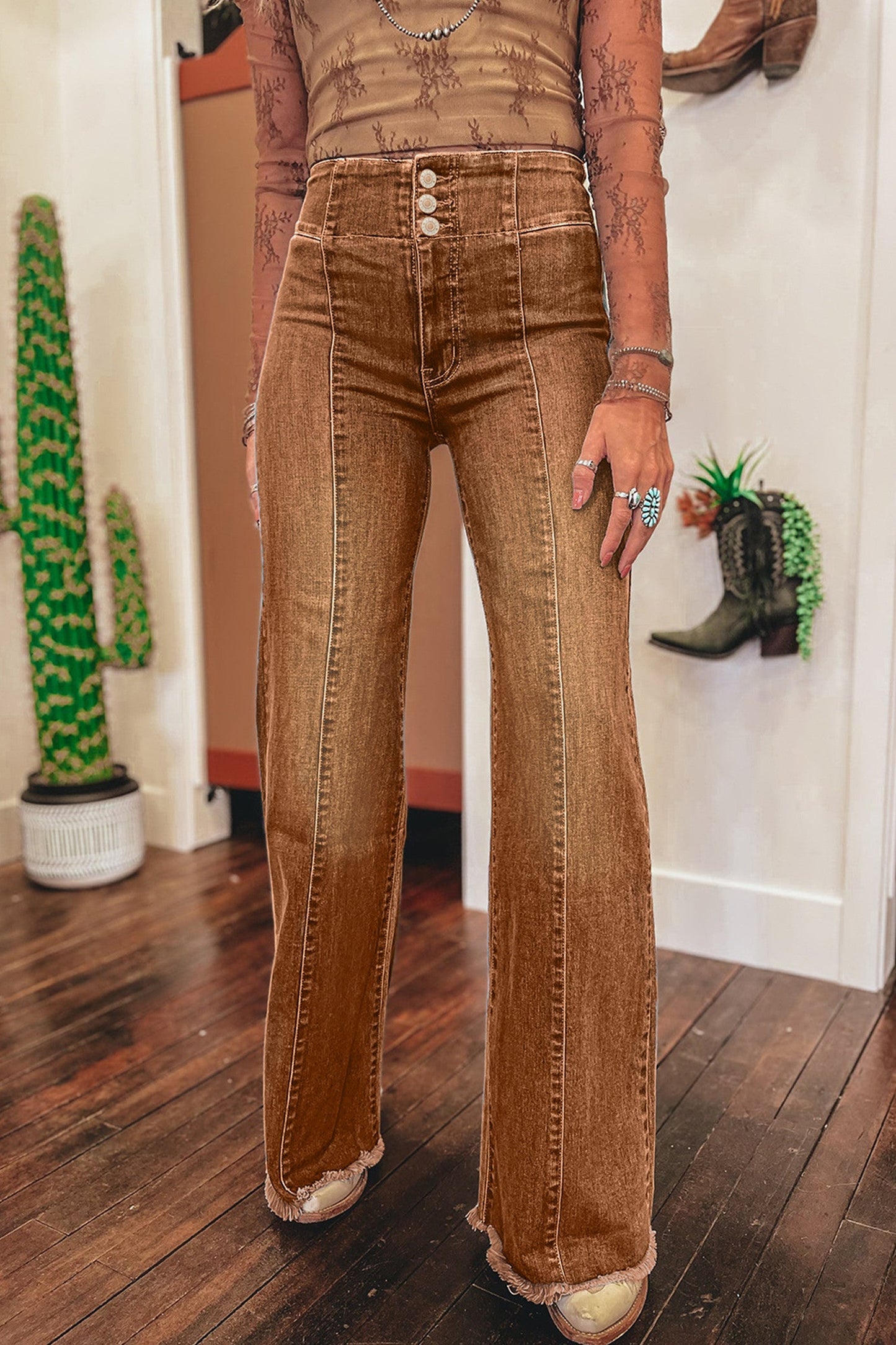 Brown High Waist Flare Jeans RTS