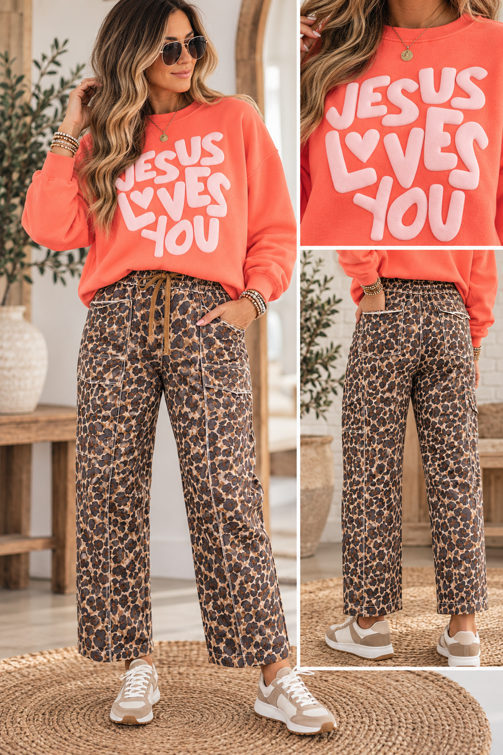 Orange Puff Print JESUS LOVES YOU Sweatshirt Preorder