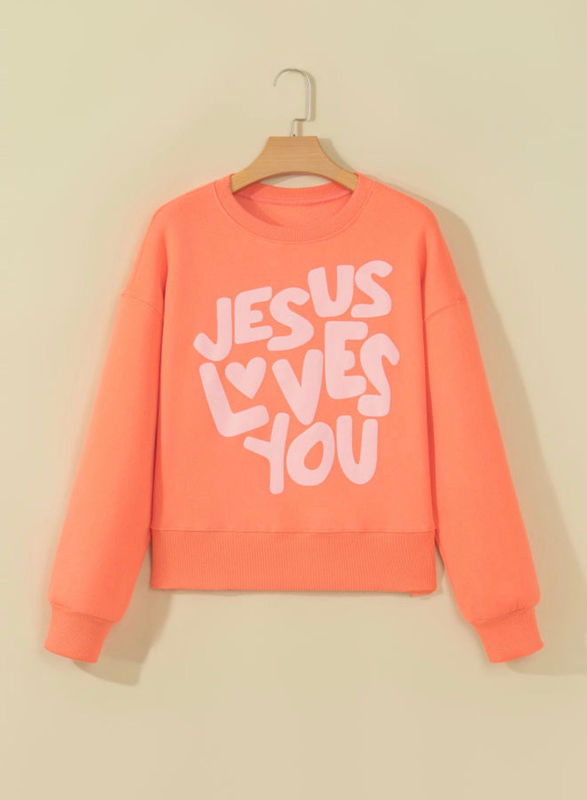 Orange Puff Print JESUS LOVES YOU Sweatshirt Preorder