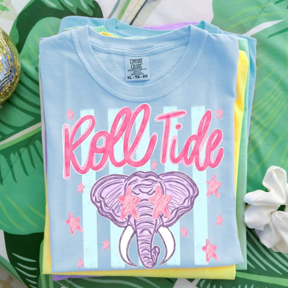 Preppy Striped Mascot Tee: Comfort Colors