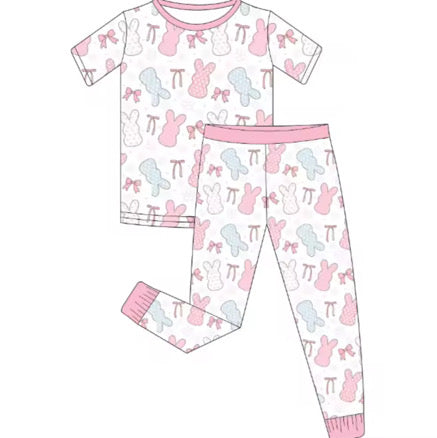 WS Coquette Bunny Bamboo Children’s Short Sleeve Pants Set