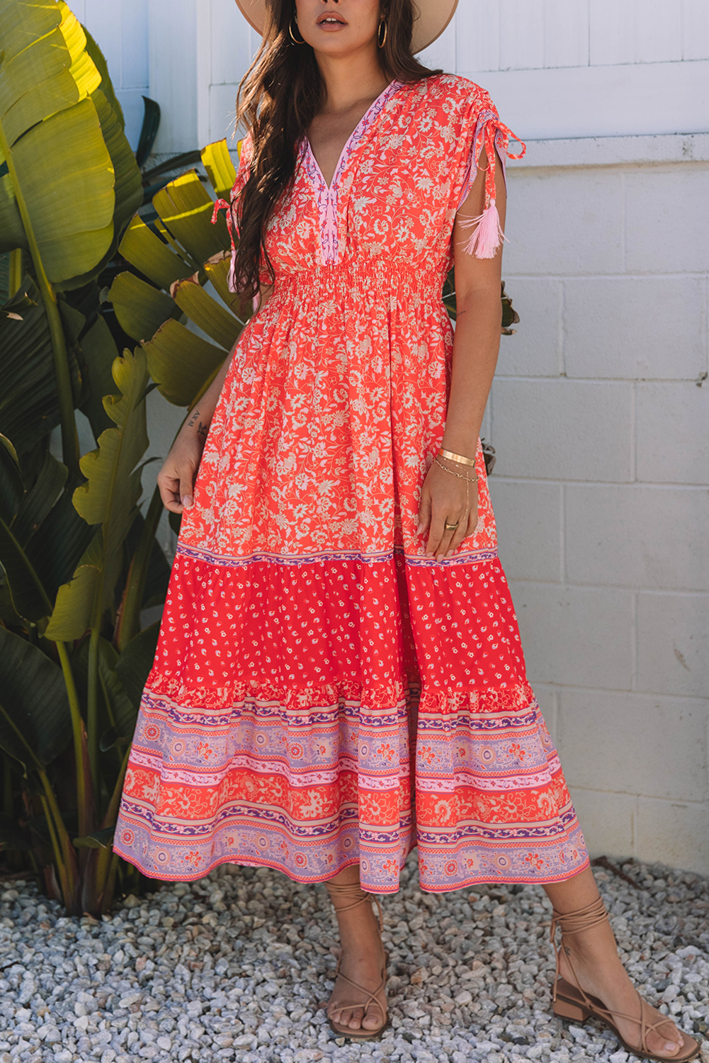 Floral Tassel Sleeve Maxi Dress FB