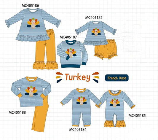 Blue / Yellow French Knot Turkey - ETA Early October