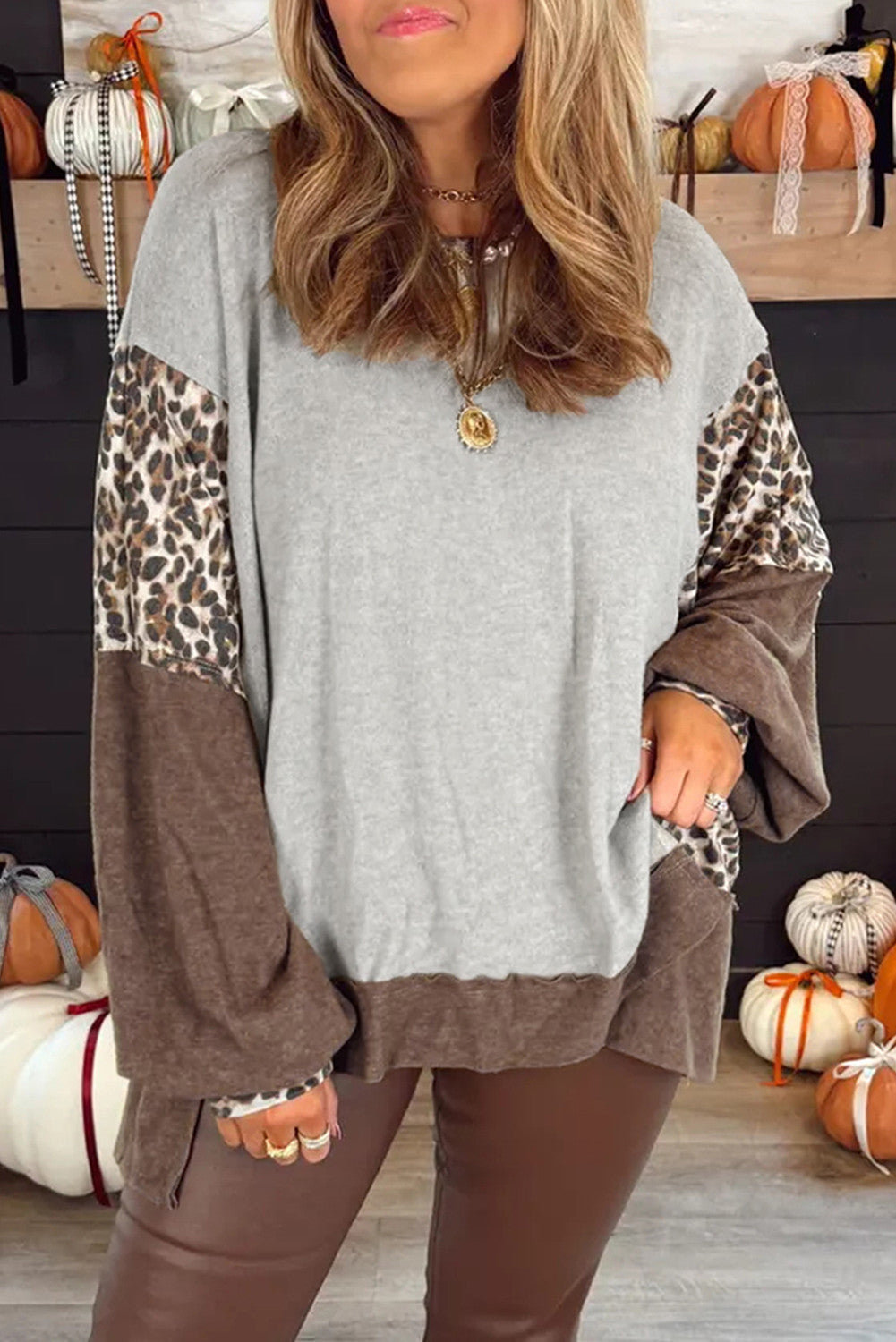 Colorblock Leopard Sweatshirt FB