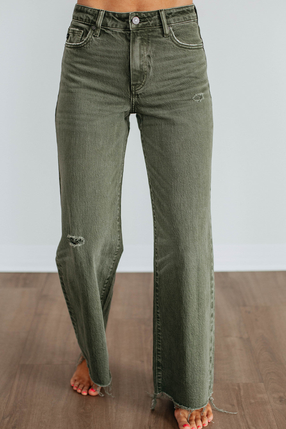 Green Distressed Jeans