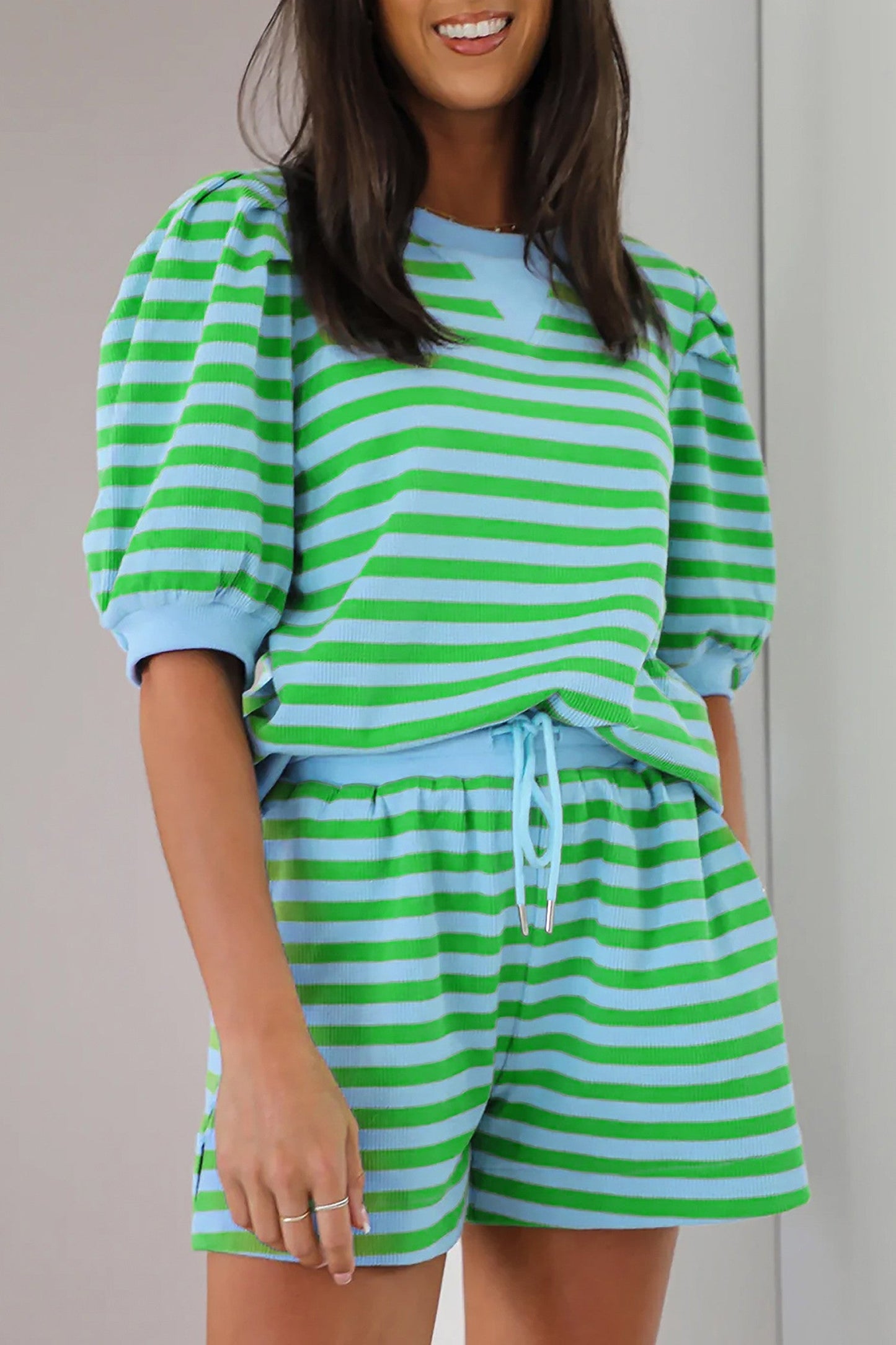 Green Stripe Shortie Set FB