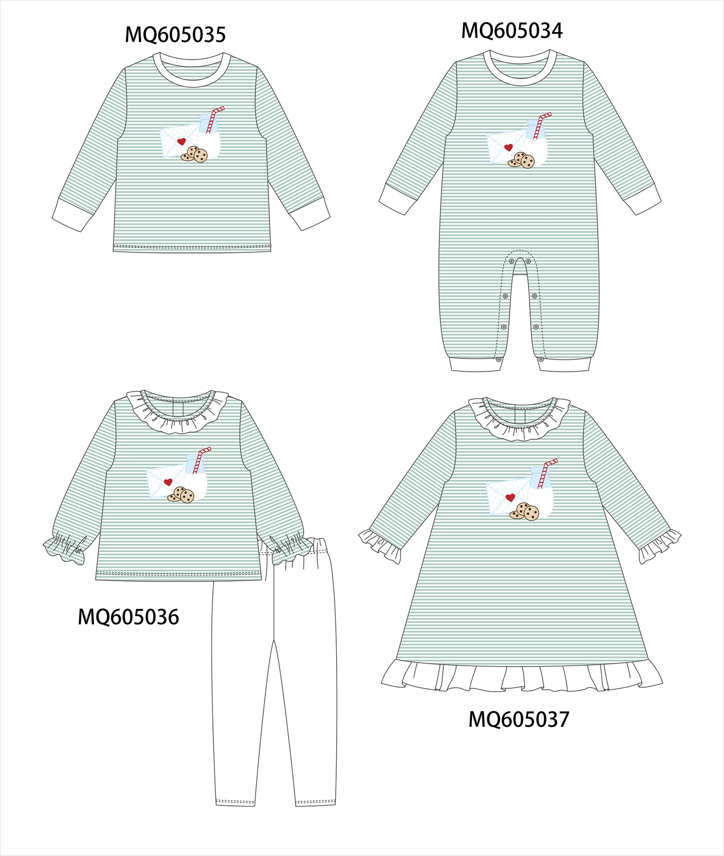 Green stripe letter milk cookie appliqué collection-ETA early December