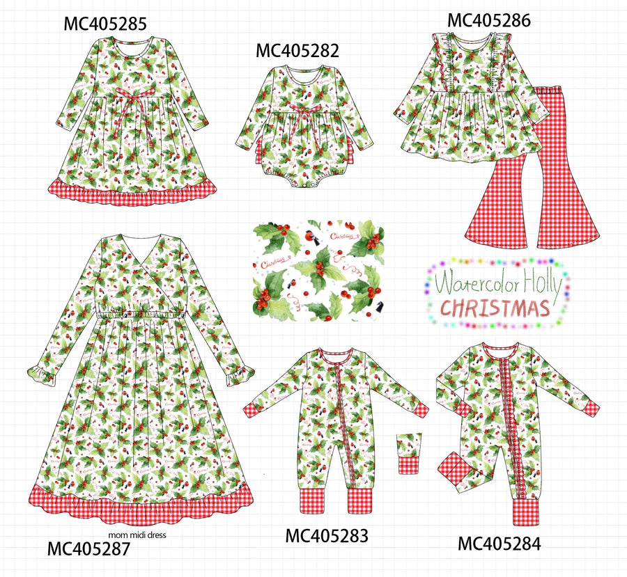 Watercolor Holly Christmas Collection - ETA Early October