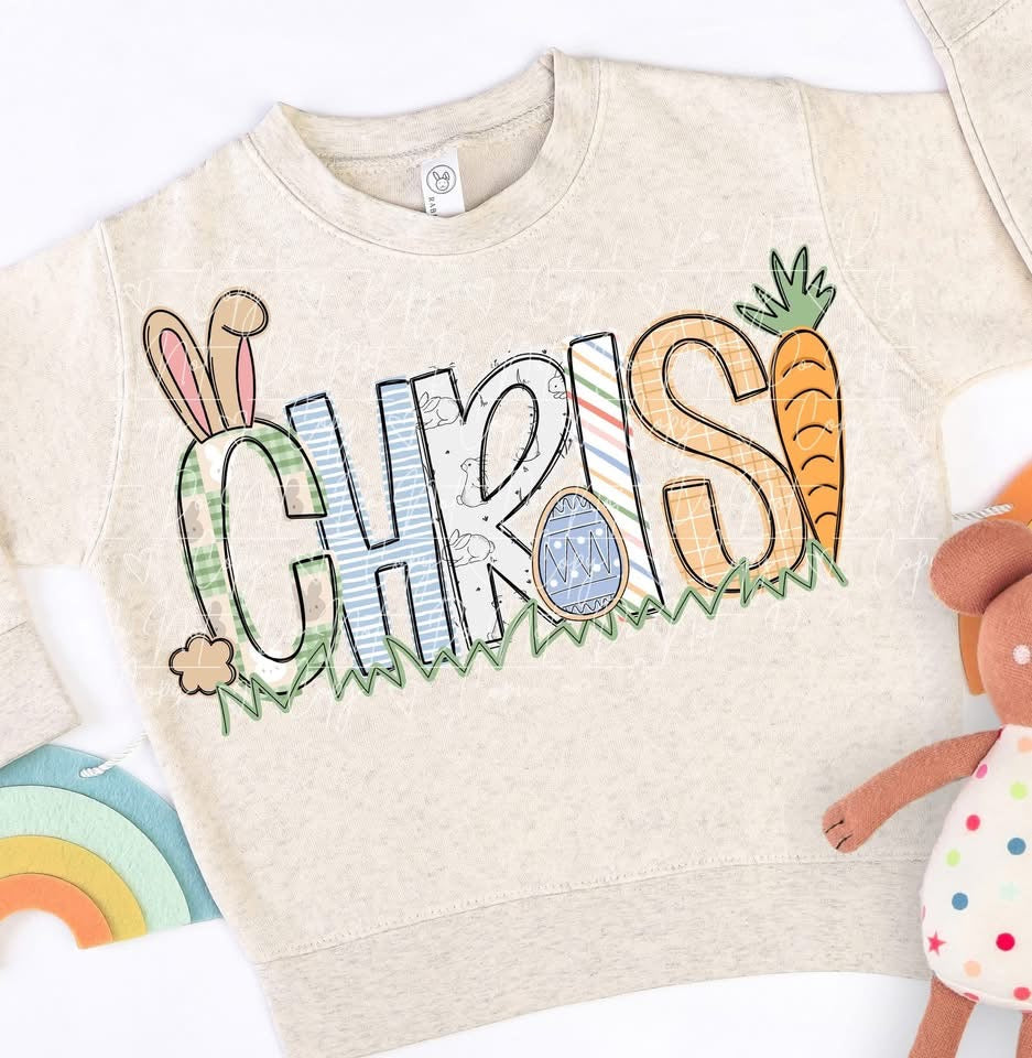 Boys Personalized Plaid Bunny Alpha Tee