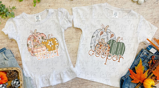 Boho Pumpkin Personalized Kids Tee