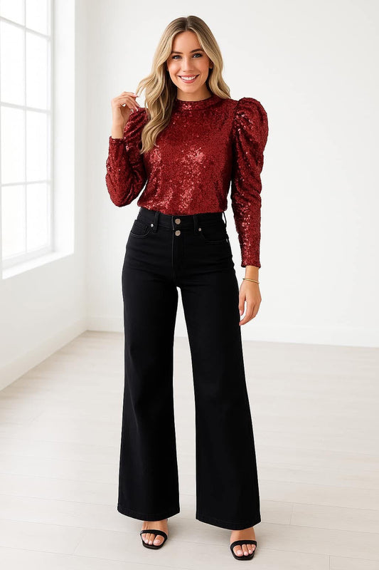 Black High Waist Flares RTS