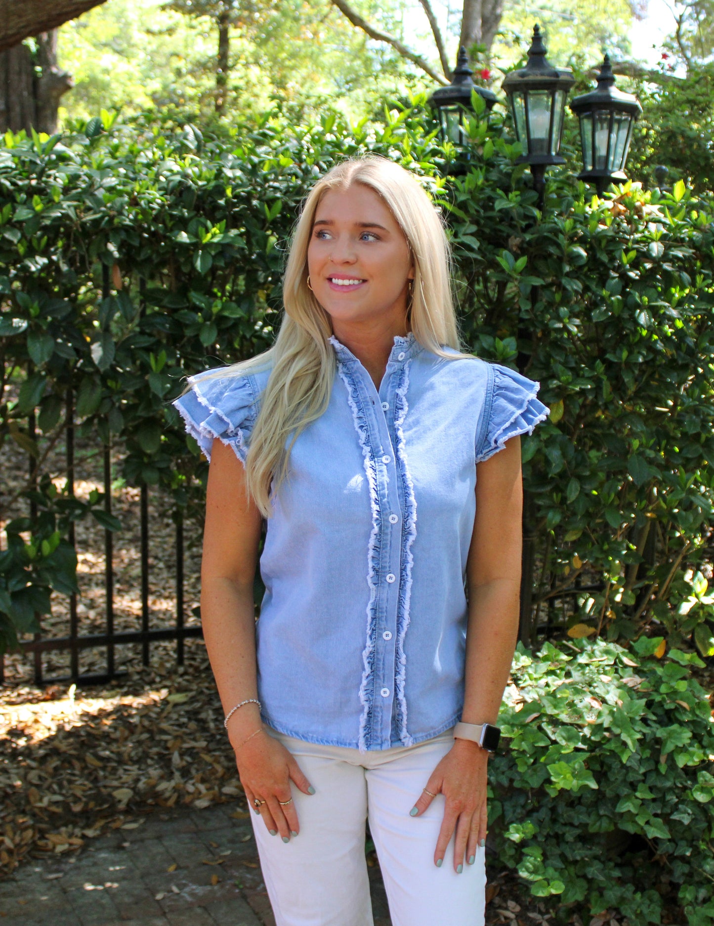 Denim Ruffle Top LT