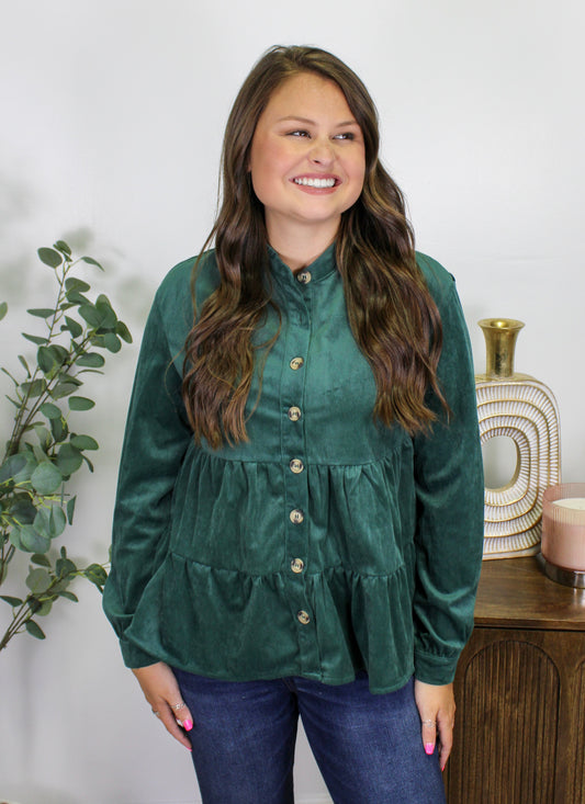 Green Corduroy Blouse-MID OCT