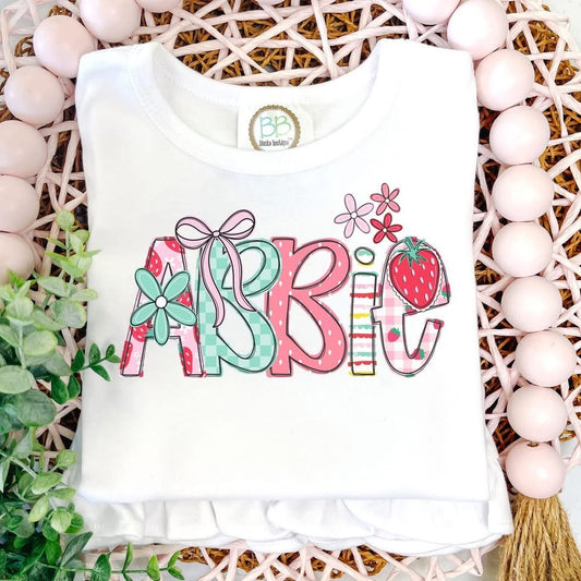Girls Personalized Strawberry  Tee-Rabbit Skins Brand