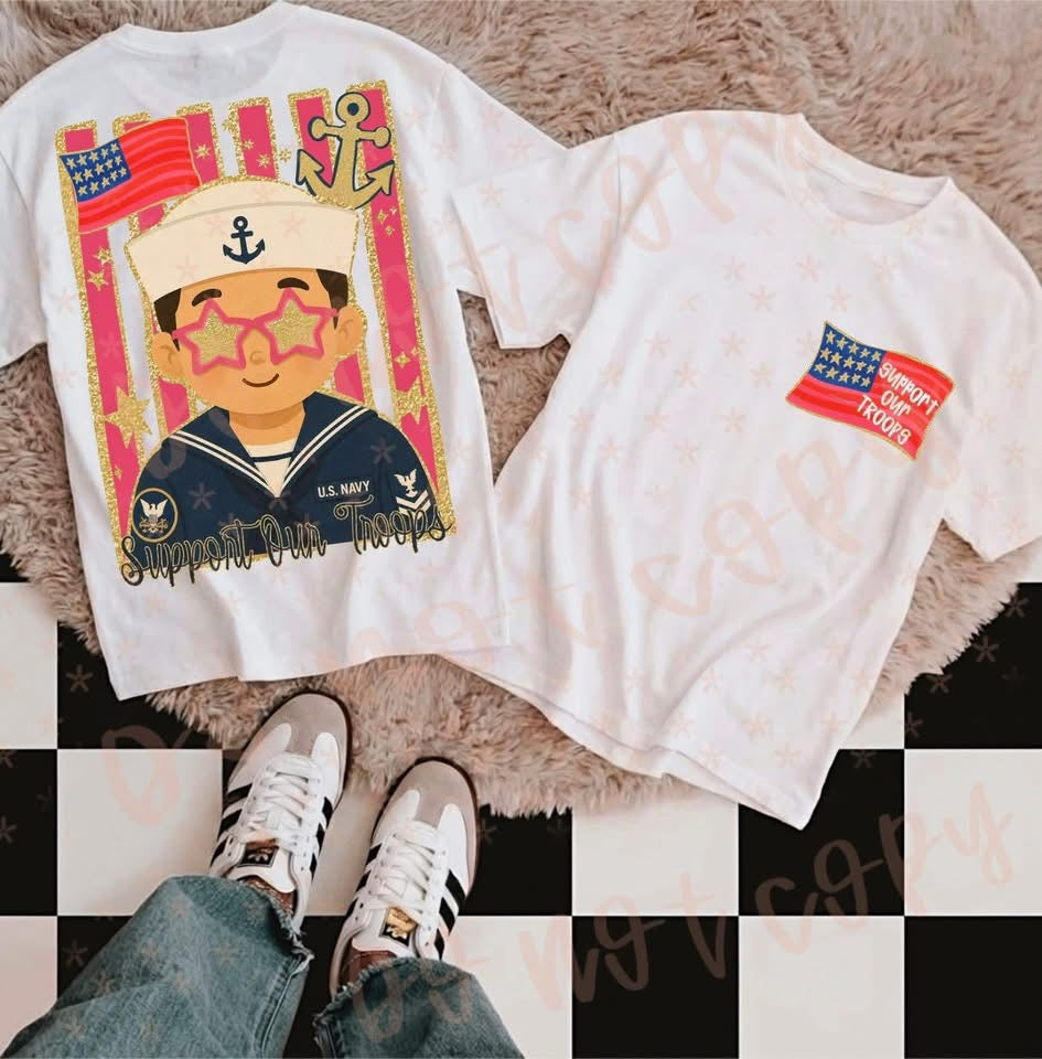 Support the Troops Glitzy Tee-Comfort Colors
