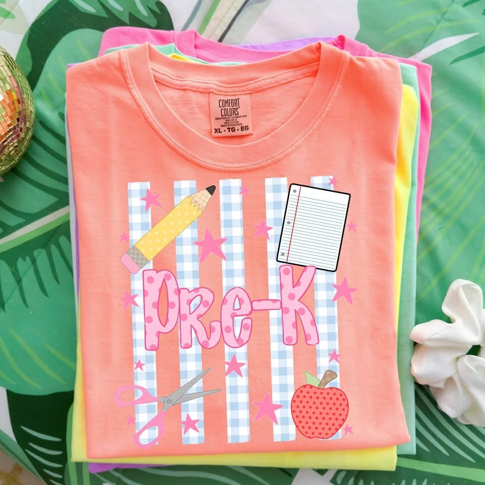 Girly Stripe Back-to-School Graphic Tee