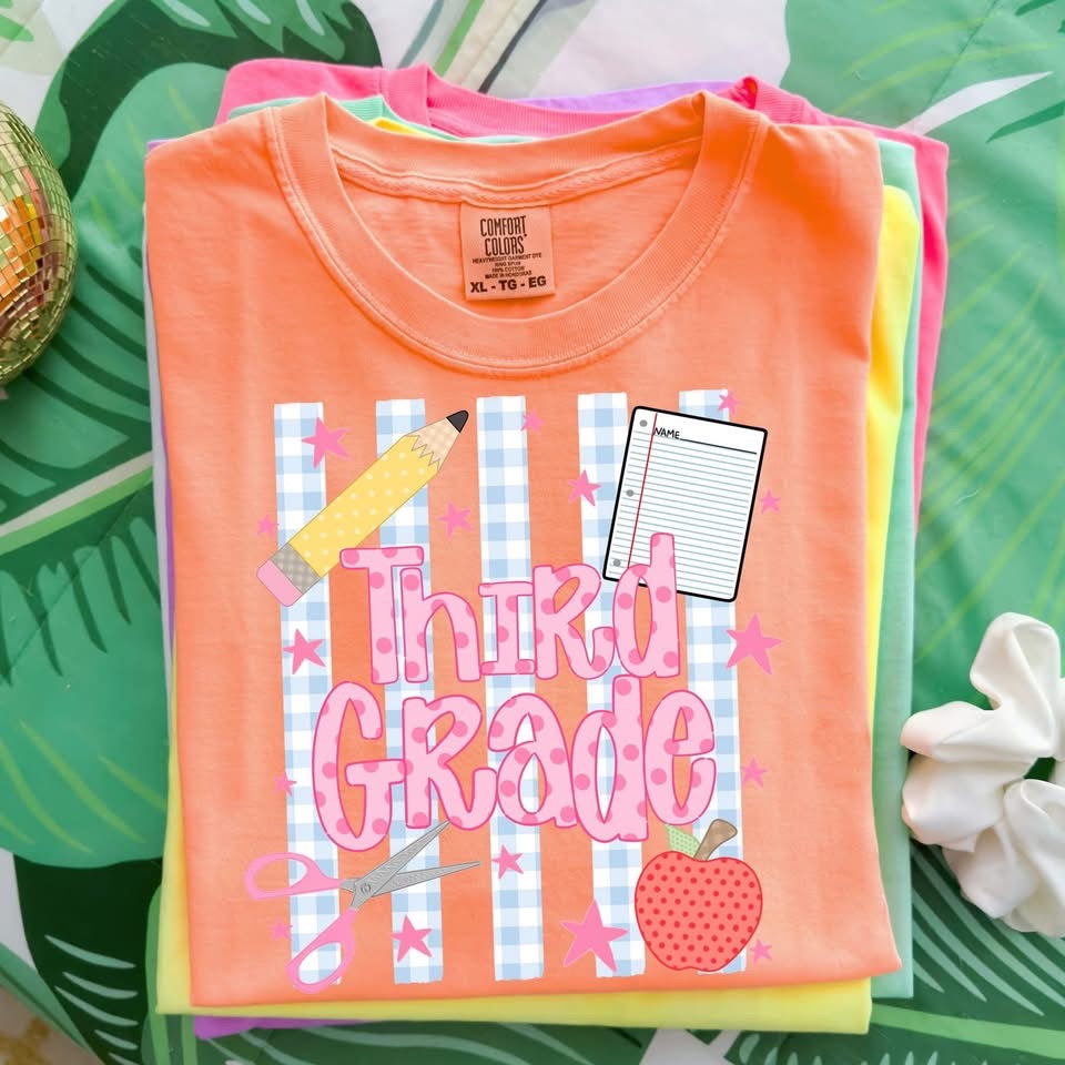 Girly Stripe Back-to-School Graphic Tee