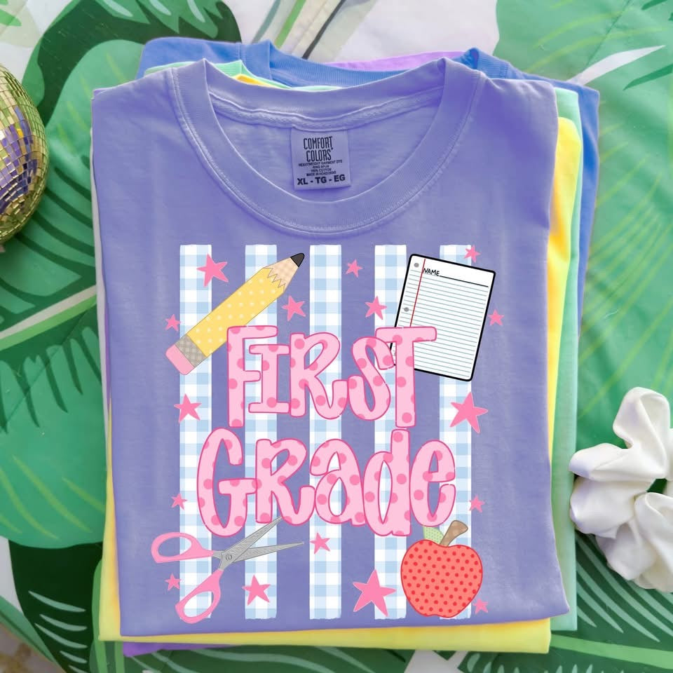 Girly Stripe Back-to-School Graphic Tee