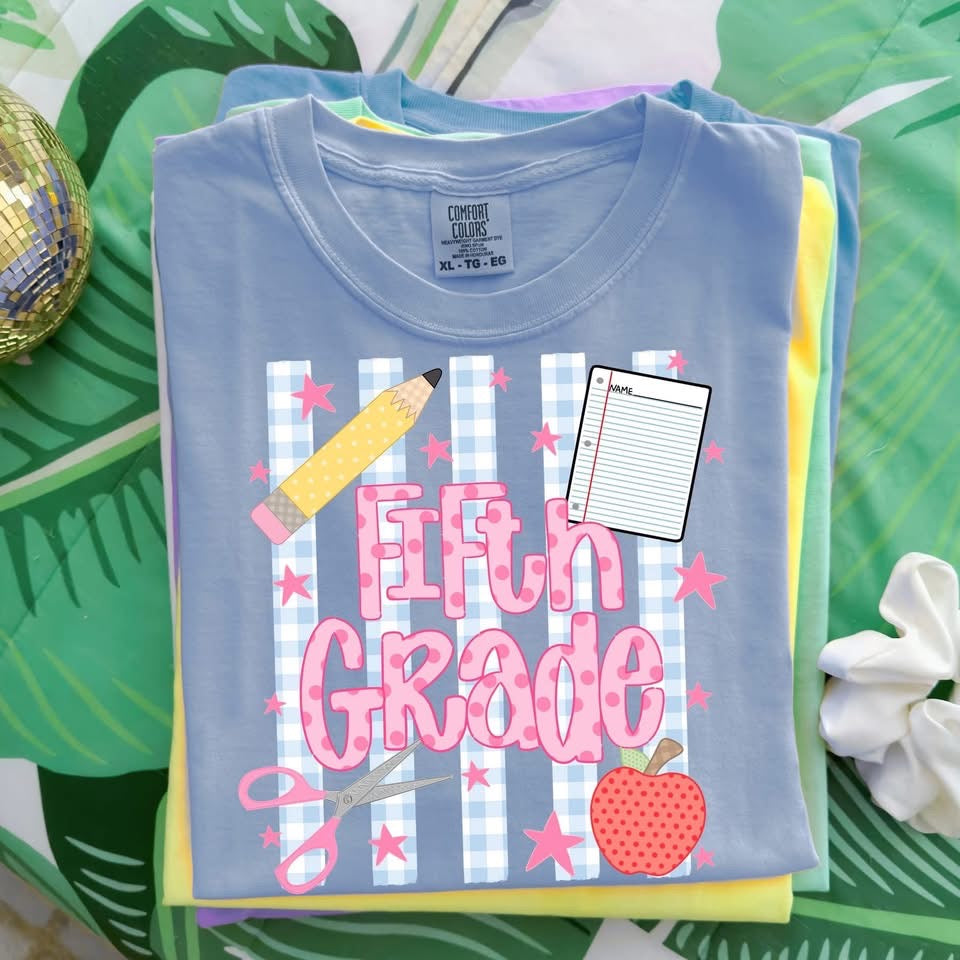 Girly Stripe Back-to-School Graphic Tee
