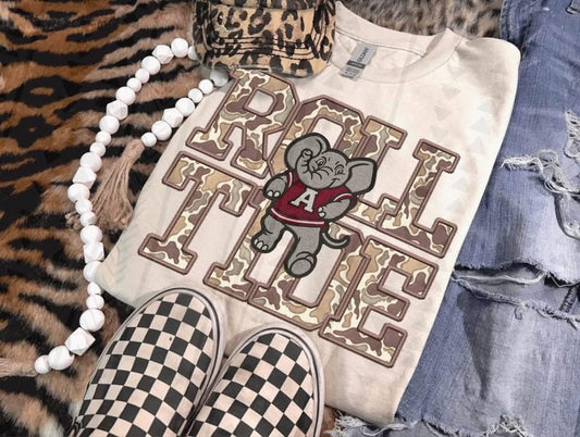 Toddler Camo Faux Embroidered Mascots-Tee