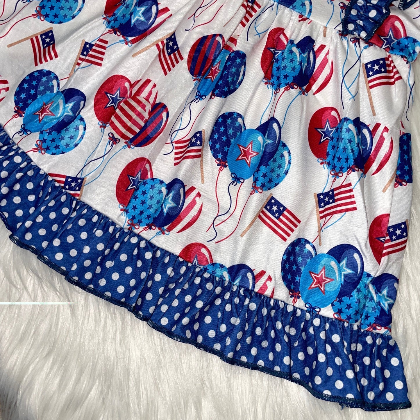 Americana Balloons and Flags Printed Flutter Sleeve Dress