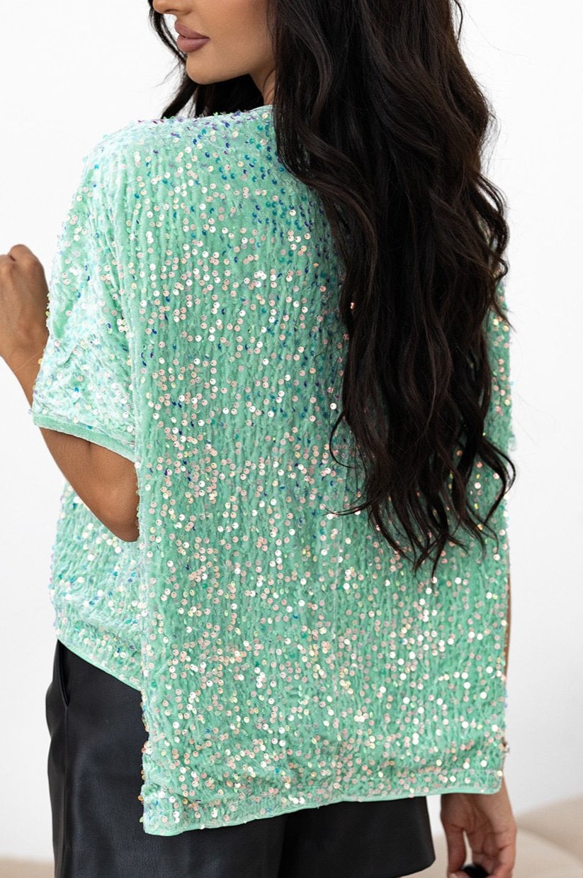 Green Sequin Top-ETA JAN