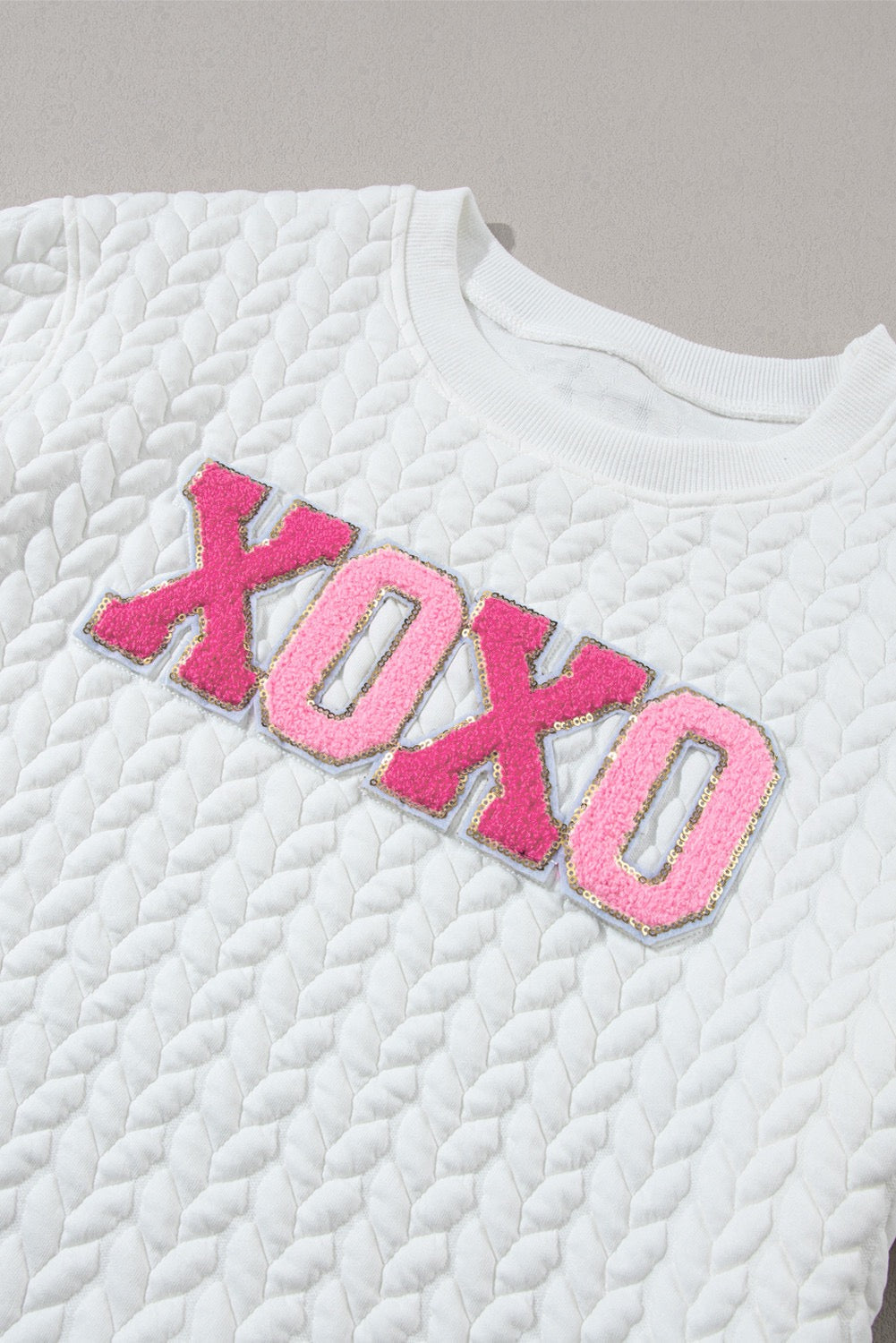 White XOXO Cable Knit Pullover-ETA JAN