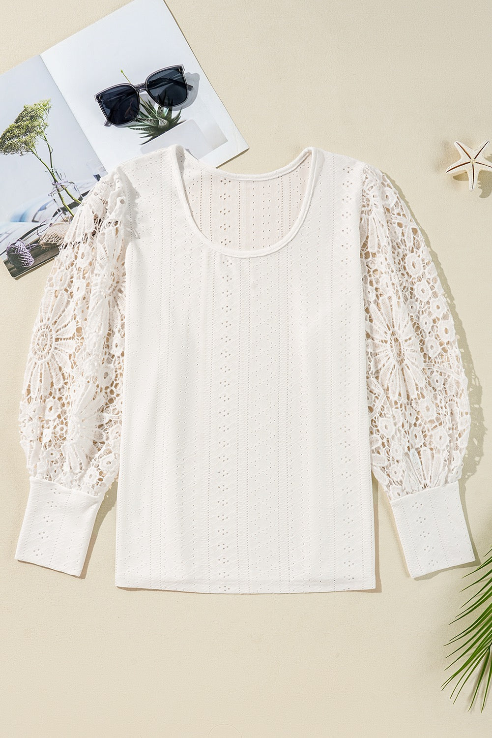 White Floral Lace Plus Size Blouse December.