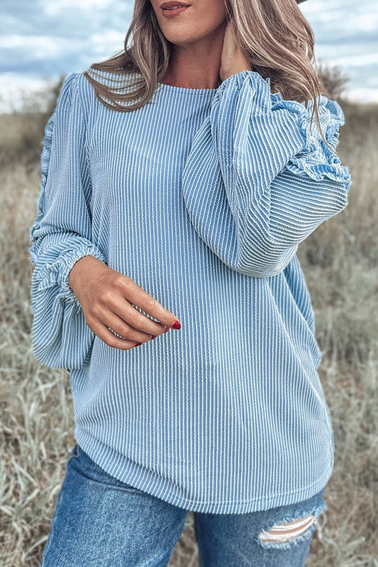 Blue Frilly Blouse December.