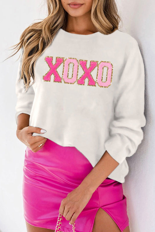 White XOXO Chenille Sweater-ETA JAN